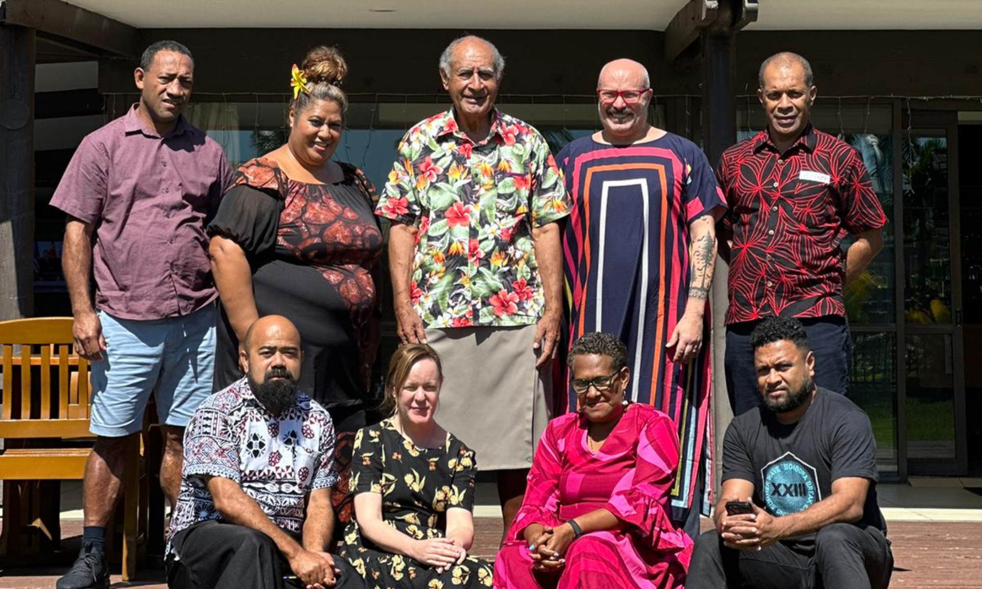 The workshop facilitation team stand with Ratu Epeli Nailatikau, UNAIDS Goodwill Ambassador to the Pacific.